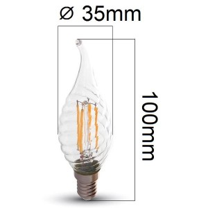 Retro LED žárovka E14 4W 400lm teplá, filament, ekvivalent  40W