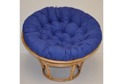 Ratanový papasan 115 cm  medový - polstr tmavě modrý melír