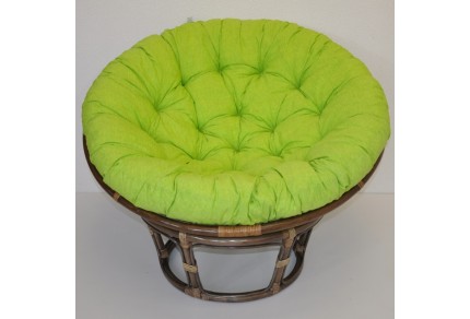 Ratanový papasan 115 cm hnědý - polstr světle zelený melír