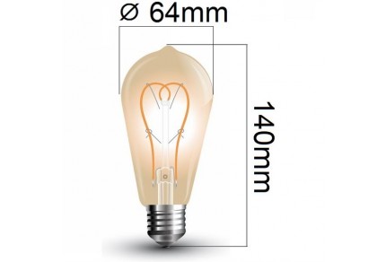 Retro LED žárovka E27 5W 300lm teplá, filament, ekvivalent 30W