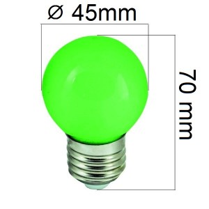 Barevná LED žárovka E27 1W zelená