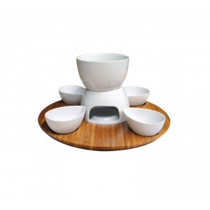 Set fondue keramika + bambus