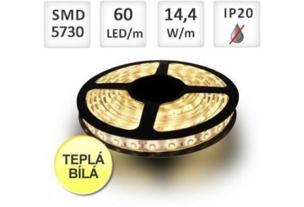 LED pásek PROFI 60ks 5730 14,4W/m TEPLÁ cena za 1m