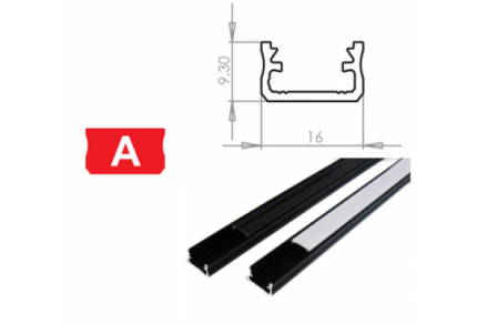 Hliníkový profil LUMINES A 3m pro LED pásky, černý