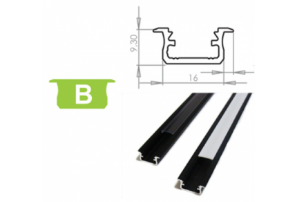 Hliníkový profil LUMINES B zápustný 2m pro LED pásky, černý
