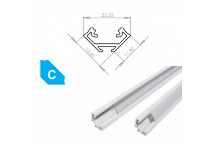 Hliníkový profil LUMINES C 1m pro LED pásky, lakovaný bílý