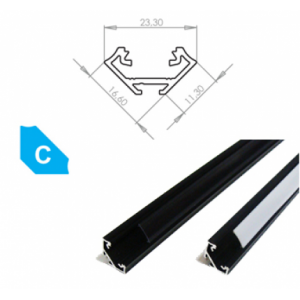 Hliníkový profil LUMINES C 3m pro LED pásky, eloxovaný černý