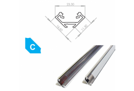 Hliníkový profil LUMINES C 2m pro LED pásky, hliník