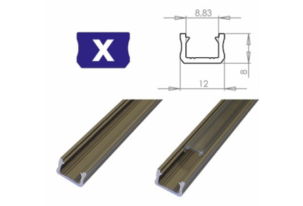 Hliníkový profil LUMINES X 1m pro LED pásky, inox