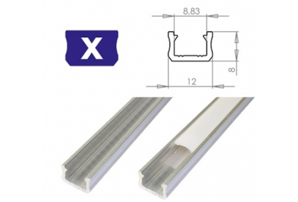 Hliníkový profil LUMINES X 1m pro LED pásky, hliník