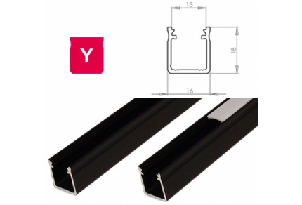 Hliníkový profil LUMINES Y 1m pro LED pásky, černý 