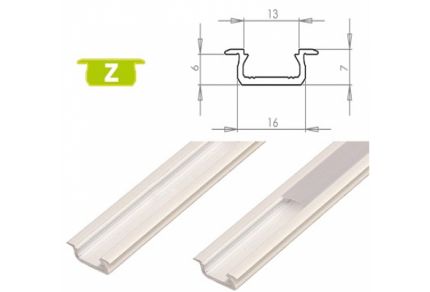Hliníkový profil LUMINES Z zápustný 1m pro LED pásky, bílý lakovaný