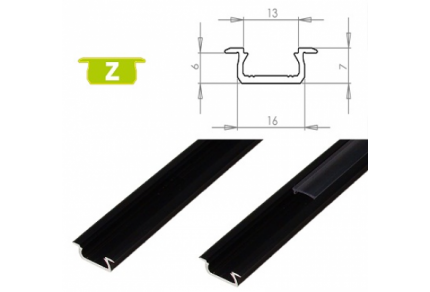 Hliníkový profil LUMINES Z zápustný 1m pro LED pásky, černý