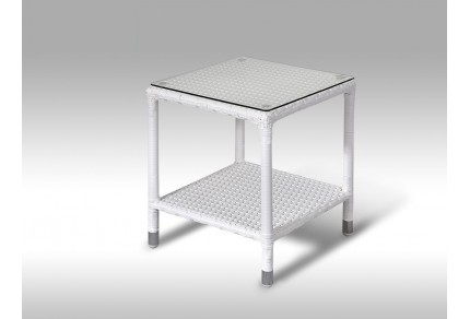 Umělý ratan - stolek Marco bílý