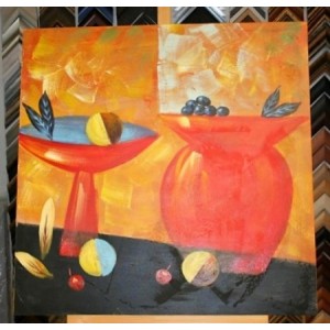 Obraz zátiší s jablky a vínem 75x75 cm