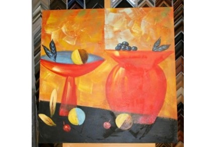 Obraz zátiší s jablky a vínem 75x75 cm