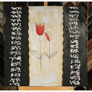 Obraz dva červené tulipány 75x75 cm