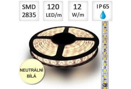 LED pásek 120ks/n 2835 12W/m voděodolný-termokokon 1m, neutrální